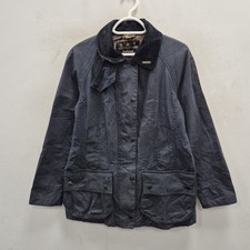 Barbour Classic Beadnell Wax Waterproof Navy Country Rain Coat Jacket Size UK 10