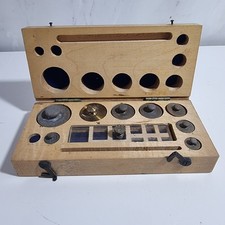 ANTIQUE WOODEN CASE OF APOTHECARY / PHARMACY / CHEMIST WEIGHTS, INCOMPLETE