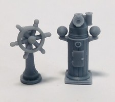 Ships Helm & Compass Binnacle  Steampunk Steamboat Plastic (1/56) 28mm scale