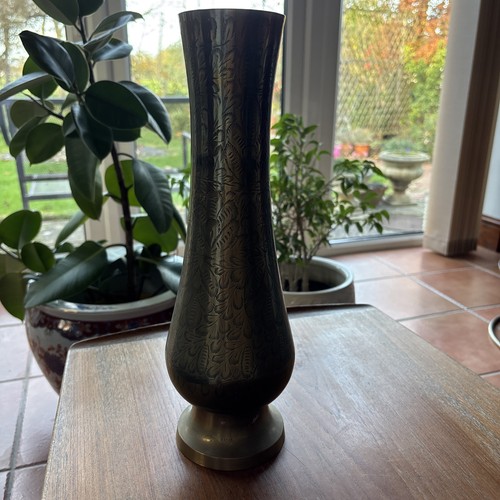 Tall indian brass vase heavy - brass,