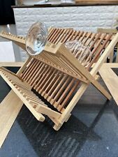 2 Tier Wood Foldable Dish Rack Dish Drainer Plate Cup &Cutlery Holder New purley