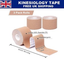 3 Rolls 5cm x 5m Kinesiology Tape KT Muscle Strain Injury Support Physio Sports