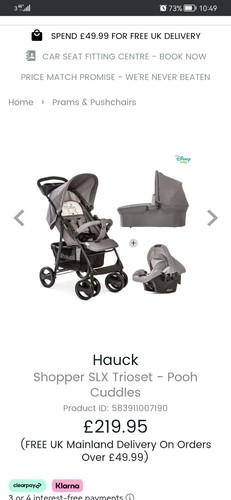 Hauck pram carry cot - hauck,