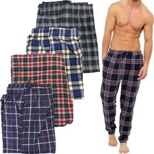 Ex-Store Mens Pyjama Bottoms Cotton Woven Check Lounge Pants Nightwear Trousers