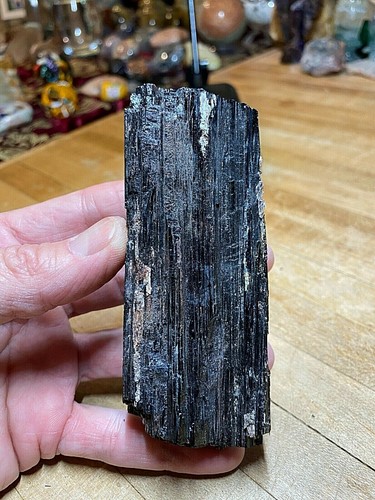 Black tourmaline crystal - black,