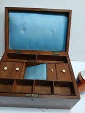 Vintage Wooden Sewing Box with Lift-Out Tray & Pin Cushion