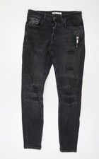 Zara Men's Black Skinny Distressed Jeans Size 40 Regular Mid Rise