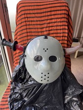 Halloween Theme Jason White Plastic Half Face Mask Plus Head Weapon Prop