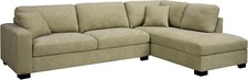 Sage Green Right Hand Corner Sofa – 5 Seater Chenille Couch w/ Footstool