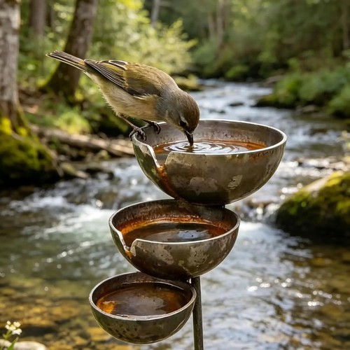 Metal rain catcher - metal, bird
