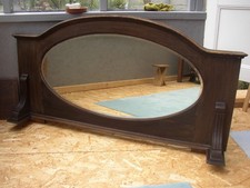 Vtg/antique Over-mantel/dresser Oval mirror Wood/wooden surround Arts & Crafts
