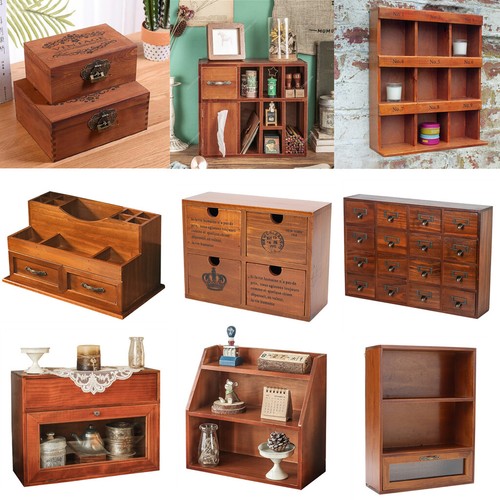Wooden vintage desktop storage - wooden,