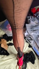 Stockings World Black Cuban Heel Stockings Seamed S/M Worn