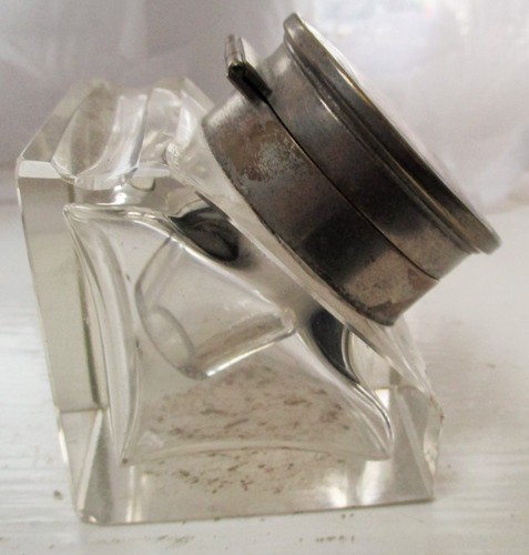 Antique glass inkwell - antique, h