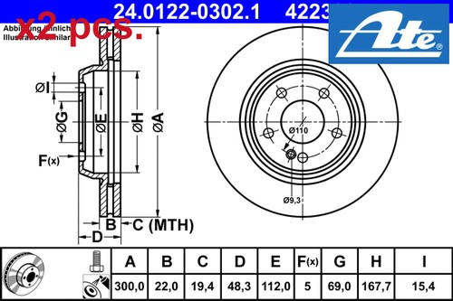 Pcs rear brake disc - x2,