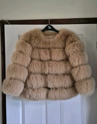 Beige real fox fur - real,