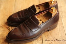 Crockett & Jones Burgundy Leather Shoes Penny Loafers Men's UK 9 E US 10 D EU 43