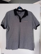 Porsche Polo Shirt Mens XL Grey Black Houndstooth Embroidered Crest Sleeve Logo