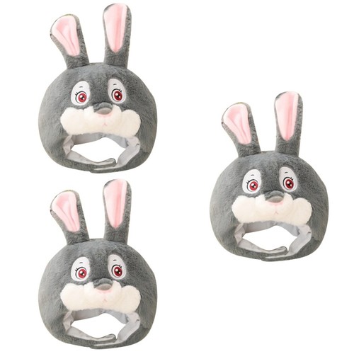 Durable plush grey bunny hat - plush,