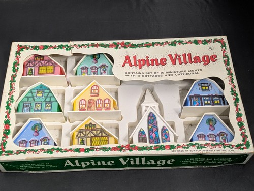 Vintage plastic alpine - vintage, village