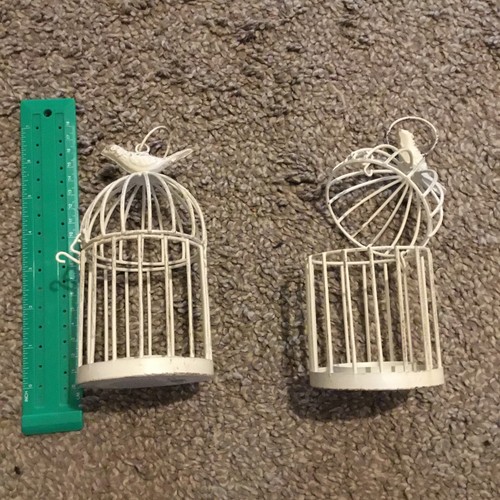 Two small metal hanging bird - two,