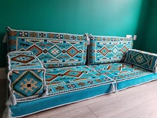 Stunning Arabic Floor Sofa Set, Blue, Majlis