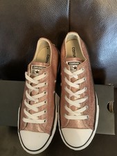 Converse All Star Low Top Women's Trainers Size 4 Pink Glitter Good Used Cond