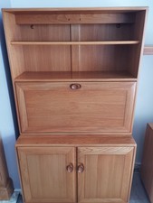 Ercol Windsor Bureau / Drinks cabinet. Double cupboard with light
