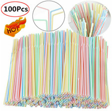 100-2000x Straws Plastic Bendy Colourful Straws Birthday Wedding Summer Party