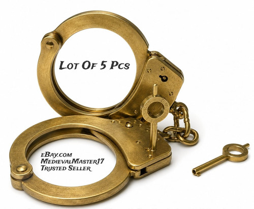 Raw brass antique handcuffs - brass,