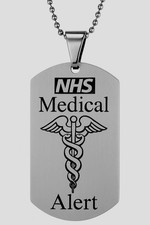 NHS Personalised Medical ID pendant – Custom Engraved Emergency Alert Tag UK