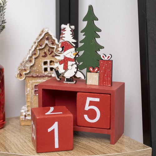 Red snowman block calendar - block,