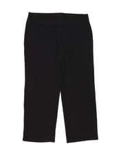 MARKS & SPENCER Womens Crop Tracksuit Trousers UK 16 Large Black Cotton DW09