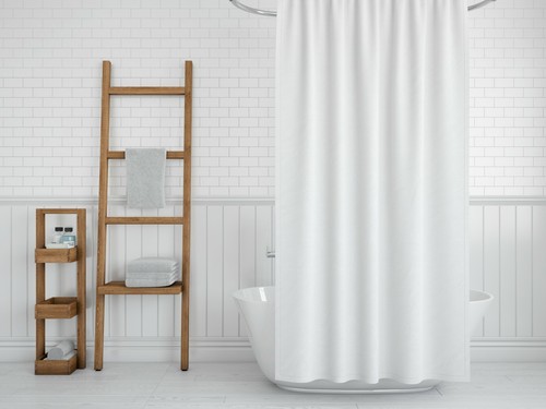 White fabric bathroom - white, shower