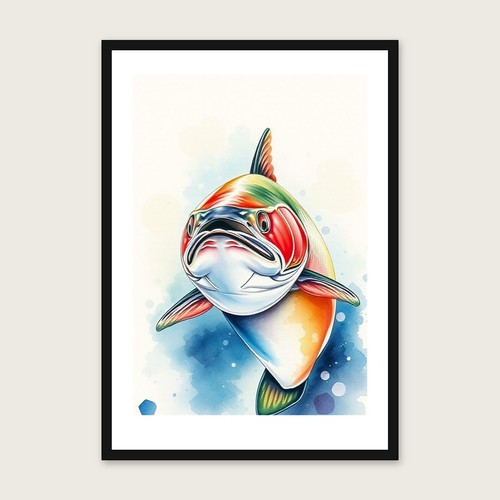 Framed watercolour print - framed,