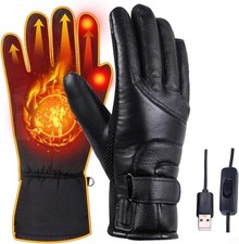 Electric Heated Gloves USB Touch Screen Warm Winter Thermal  Leather Gloves UK