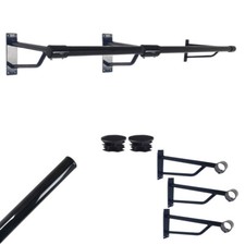 6ft Black Steel Hanging Rail–3 Brackets,Durable Stylish for Home or Retail Space