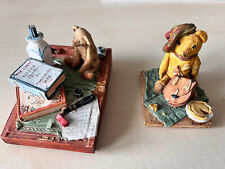 2 PETER FAGAN - BEAR ON DESK WITH BOOK VASE, ARTIST BEAR COLOUR BOX - SEE DESC