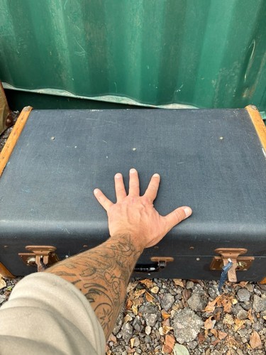 Vintage suitcase large blue - large,