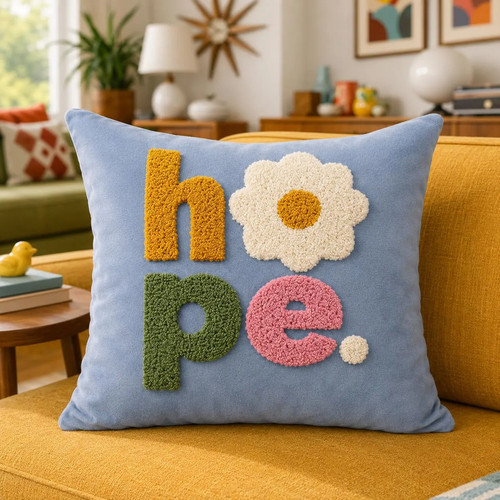 Embroidered hope pillow - embroidered,