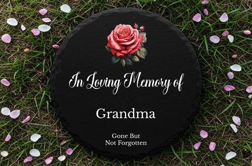 Round slate memorial grave - slate,