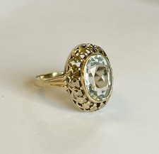 Antique 8ct 333 Gold Blue Topaz Solitare Ring / German Germany 🇩🇪