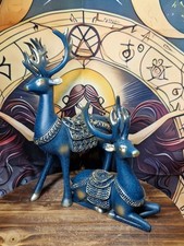 Teal Blue & Silvery Gold Stag