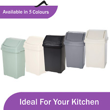 50 LITRE SQUARE PLASTIC SWING DUST RUBBISH BIN OFFICE KITCHEN HOME 7 COLOUR LID 