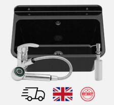 Black Basin Sink Laundry Utility Industrial Garage Grey Outdoor Indoor Large UK