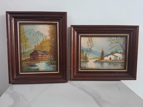 Pair vintage framed alpine - pair,