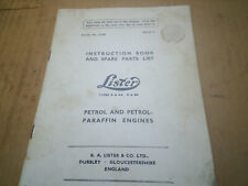 Lister A AK B and BK petrol engine instruction and spare parts list manual