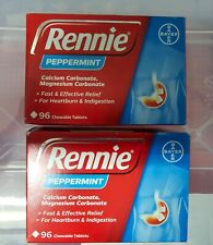 2x 96 Rennie Peppermint for Indigestion & Heartburn Relief Acid Reflux 192 Total