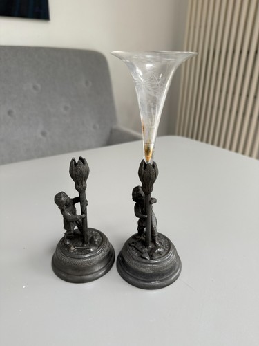 Pair antique pewter - pair, of