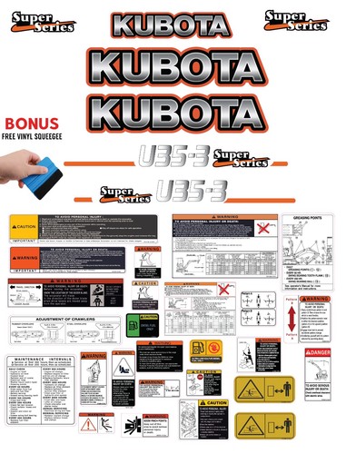 Fits kubota u35 - fits, decal